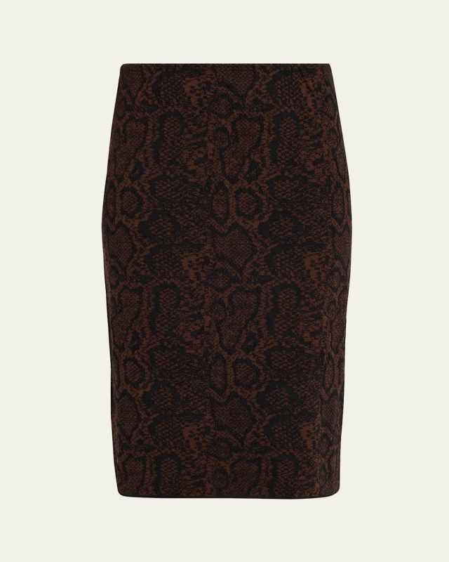 Textured Snake Jacquard Pencil Skirt